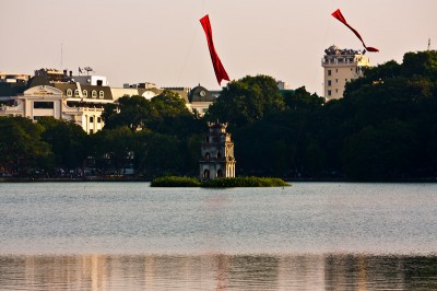 Turtle tower at the Hoan Kiem lake in Hanoi