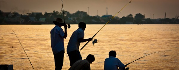 Anglers at the Mekong river