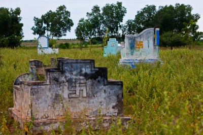 Swastika at Buddhist tombstones