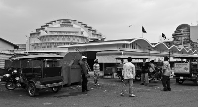 Tuk Tuk drivers in Phnom Penh playing hacky sack