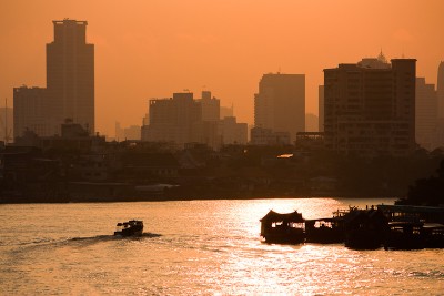 Sunrise at the Chao Phraya River in Bangkok